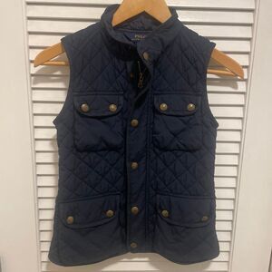 Polo Ralph Lauren Riding Vest Girls M (8/10)Navy Blue Quilted No Belt Pockets